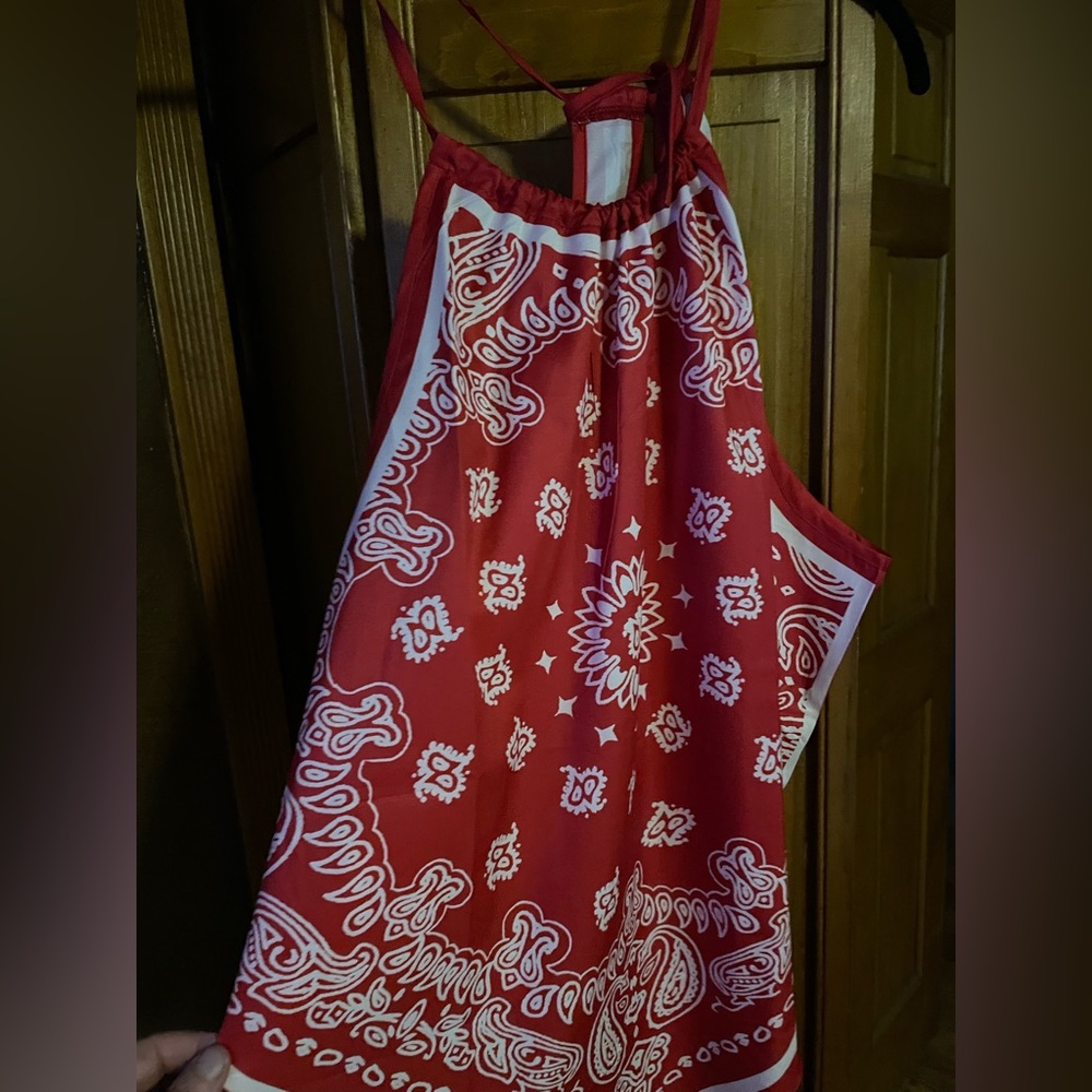 Red Bandana Print halter top